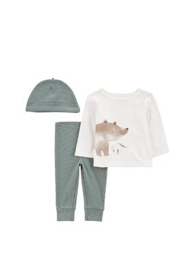 Carter’s NWT 3-Piece Bear Outfit- Long sleeve shirt, pants and hat